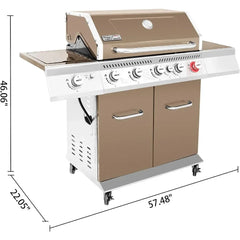 Barbecue Grills Patio Picnic Backyard Portable Barbecue Outdoor Party Sear Burner Cookware Rear Burner and Side Burner BBQ Grill