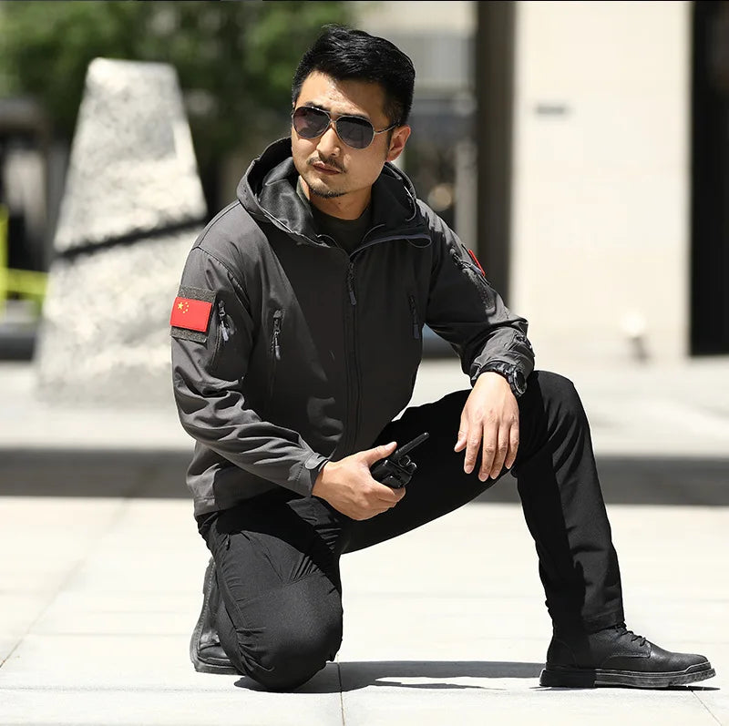 Summer Slim Mens Jacket Hiking Jackets Shell Clothes Windbreaker Flight Pilot Hood Field Jacket Pants