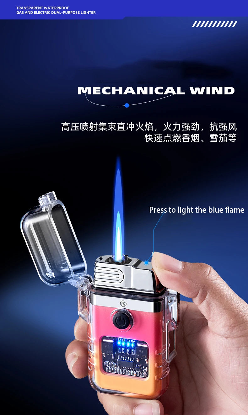 Waterproof Lighter Windproof Lighter Butane Gas Turbo Electric Transparent Plasma ARC USB Rechargeable Lighters Outdoor Camping