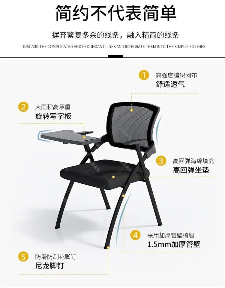 Folding Training  Conference Room Chair, Training Class Chair, Folding Office Chair, Folding  with Table Board