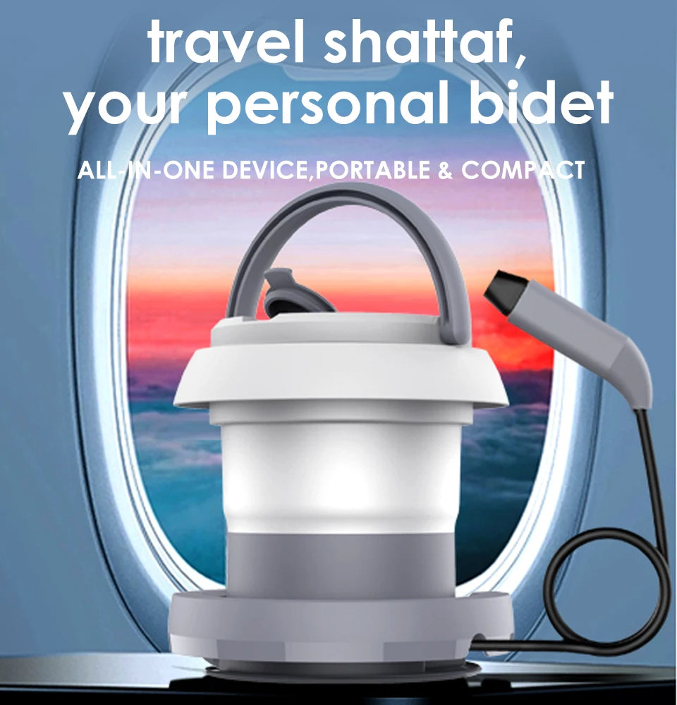 WOWER Portable Bidet Foldable 1L Toilet Sprayer Travel Shattaf with Light for Personal Cleaning Hiking Camping Lantern