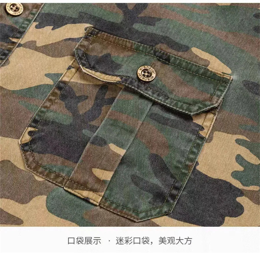 Camouflage Men Cotton Shirts Long Sleeve Printed Cowboy Shirt Jacket Man Casual Outdoor Climbing Tops Streetwear Cargo Clothing