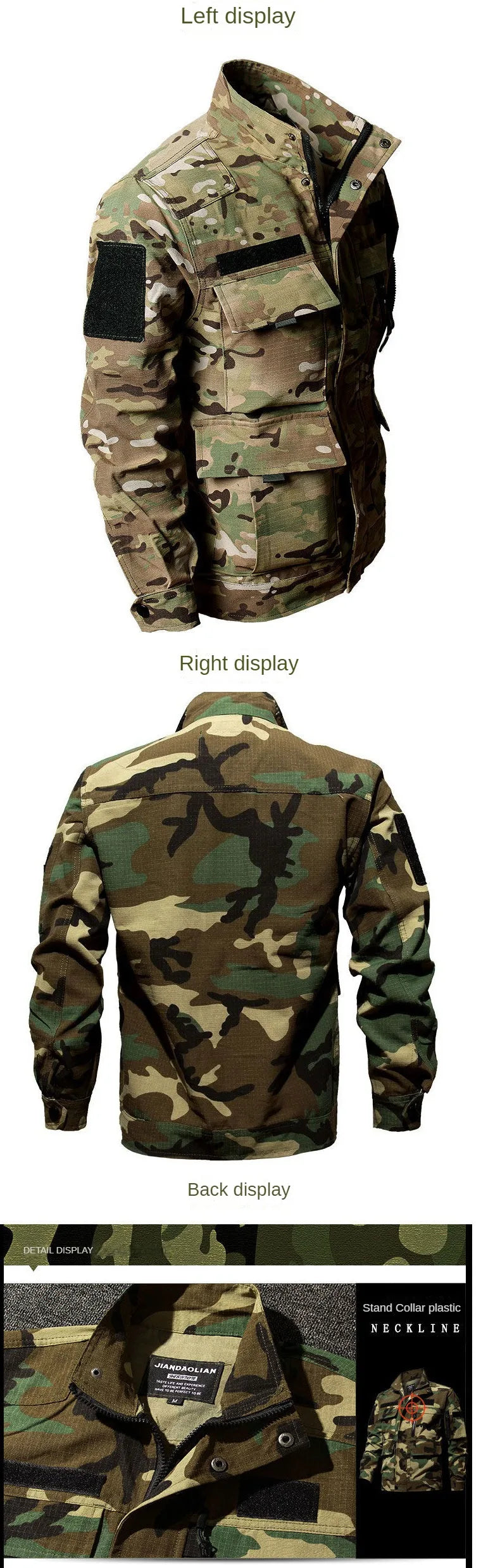 Polyester Cotton Spring Autumn Camouflage Clothing Breathable Labor Protection Outdoor Mountaineering Style Men's Suit