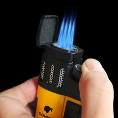 COHIBA Lighter High Power Blue Flame Cigar Moxibustion Cigarette Lighter Turbine Torch Outdoor Barbecue Camping Ignition Tool