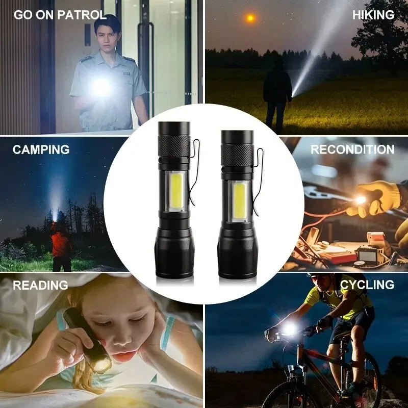 Mini LED Flashlight Protable USB Rechargeable Aluminium Alloy Torch Strong Light Zoom Waterproof Camping Lantern Outdoor Lamp