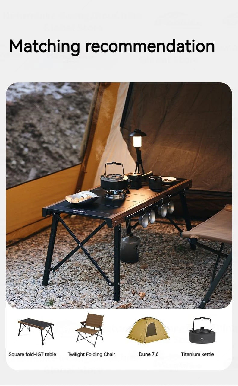 Naturehike Folding Aluminum Alloy IGT Table Camping Outdoor Multifunctional Portable Removable BBQ Grill Wood Picnic Fishing