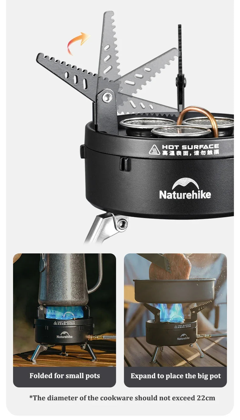 Naturehike IGT Burner Camping Outdoor Portable Gas Stove Kitchen Ultralight IGT Table Grill BBQ Cookware Three-Head Gas Burner