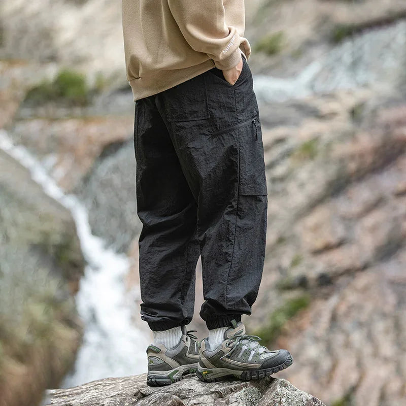 TFETTERS Autumn Men Cargo Pants 2024 Multi Pocket Waterproof Solid Color Casual Pants 100% Nylon Outdoors Tourism Men Clothes