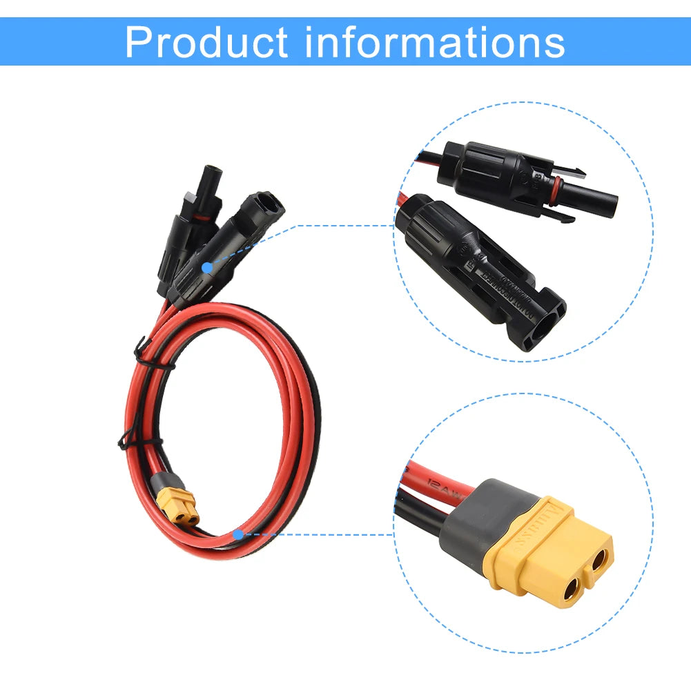 XT60 Series 12AWG Female Solar Panel Connection Cable Charging Cable Solar Generator Portable Power Station Parts