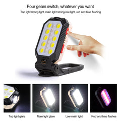 Multifunction USB Rechargeable COB Work Light Portable LED Flashlight 5Modes Adjustable Waterproof Camping Lantern Magnet Design