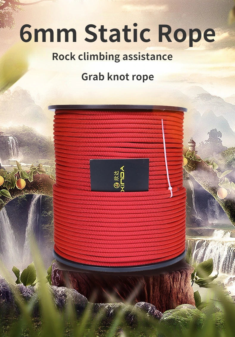 10M/20M/30M 6 Core Professional Rock Climbing Rope 6mm Diameter High Strength Equipment Cord Safety Rope Survival Rope