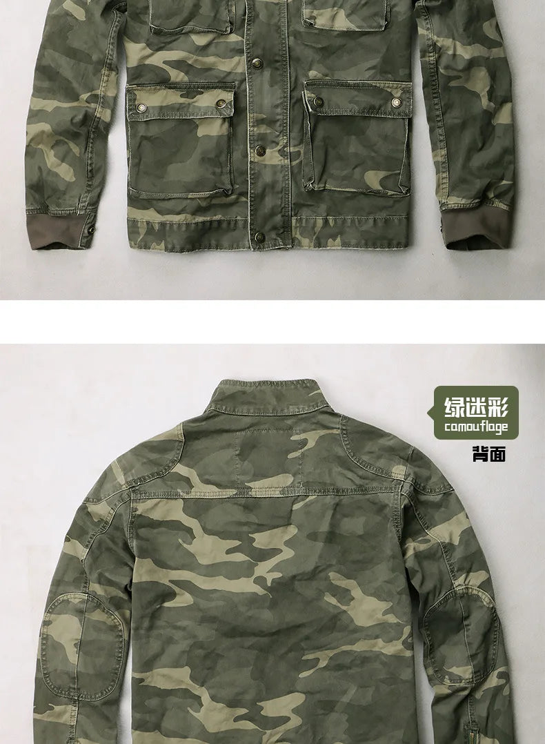 Autumn Fit Casual Camouflage Men's Jacket Zipper Green Tooling Overalls Outdoor Trekking Training Hunting Clothing Combat Sports