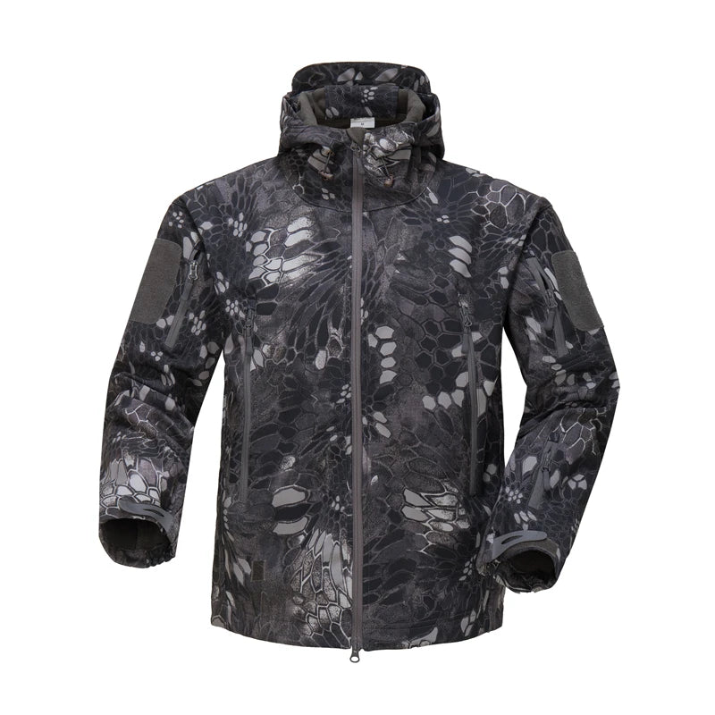 Outdoor Tactical Hiking Jacket Men's Shark Skin Soft Shell Clothes Windbreaker Male Flight Pilot Hood Fleece Field Jacket