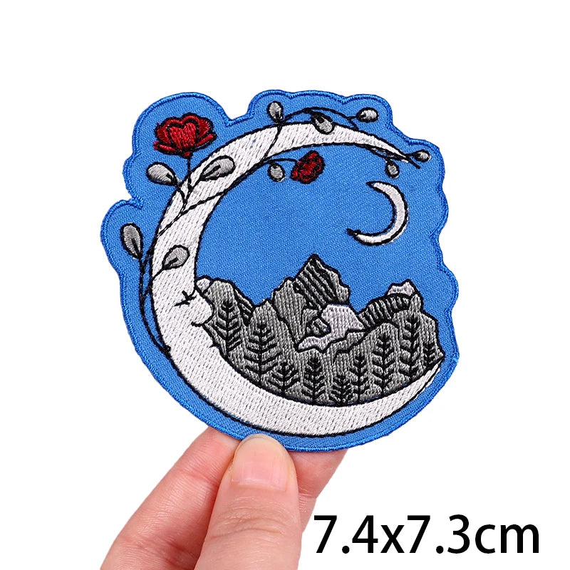 Wave/Dolphin Shark Patch Outdoor Embroidery Patch Iron On Patches For Clothing Thermoadhesive Patches On Clothes Sewing Applique