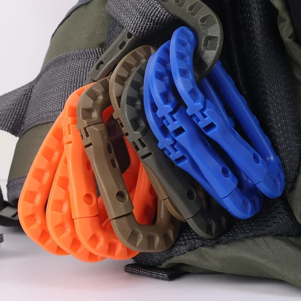 5/10PCS Tactical Backpack Buckle Fast Tactical Carabiner Plastic Hook D Shape Mosqueton EDC Gear for Outdoor Camping Accessories