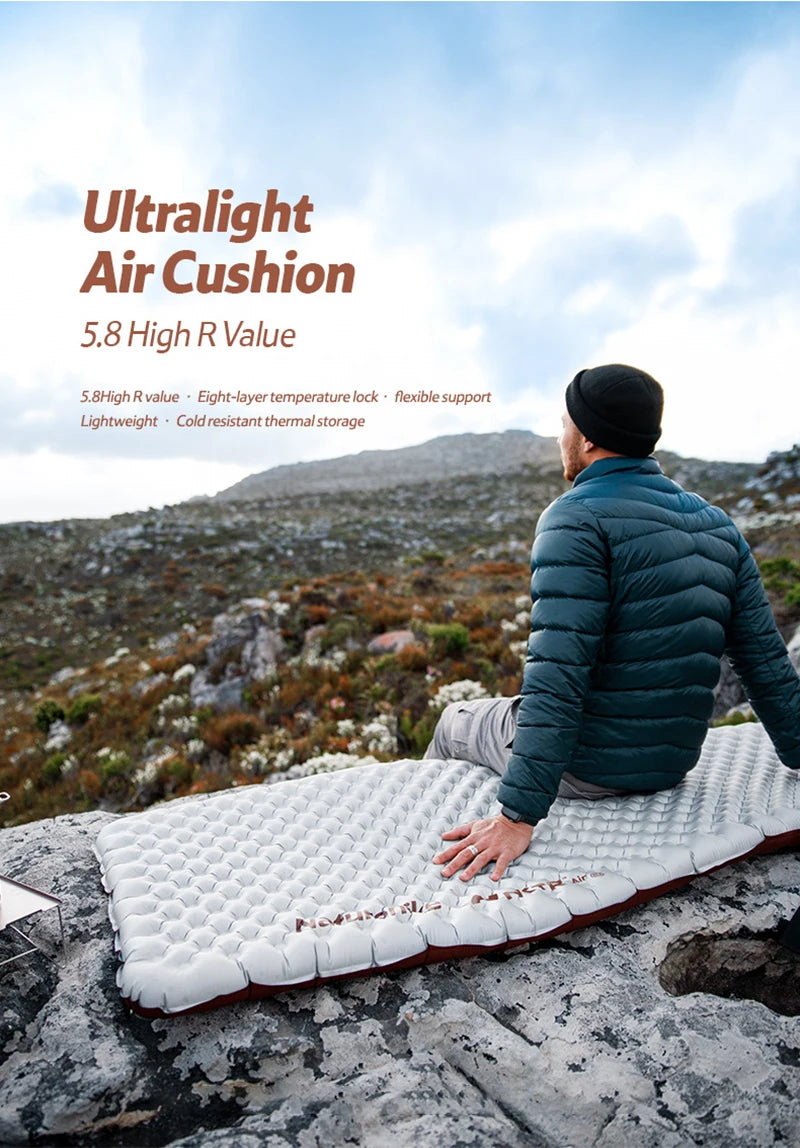 Naturehike Camping Inflatable Mattress 5.8 High R Value Ultralight Moisture-proof Mat Outdoor Hiking Travel Beach Sleeping Pad