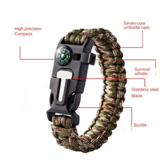 Outdoor Multi-function Survival Bracelet Military Emergency 4mm Paracord Wristband Scraper Whistle Buckle Tools