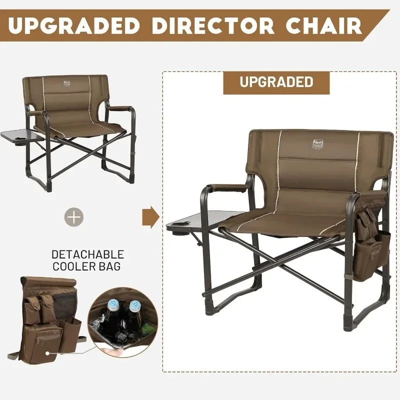 TIMBER RIDGE XXL Upgraded Oversized Directors Chairs with Foldable Side Table, Detachable Side Pocket, Heavy Folding Camping