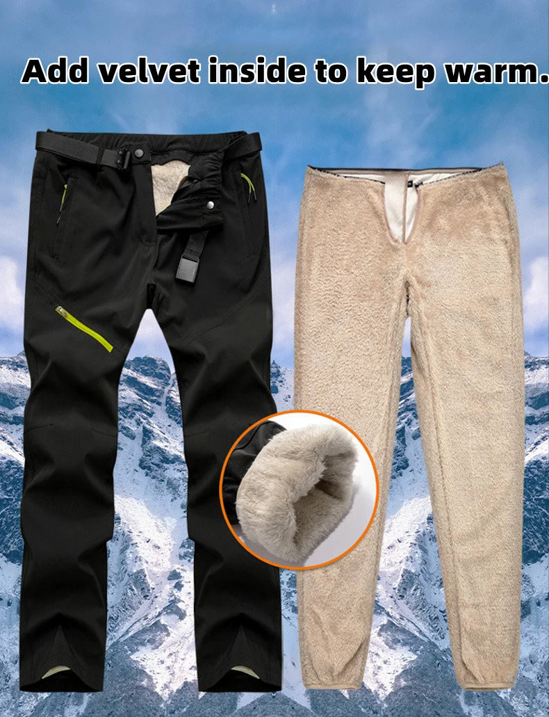 Ski Pants Men Women Outdoor Windproof Waterproof Warm 2 in 1 Fleece Pants Thick Warm Trousers Trekking Hiking Pants Ski Clothing