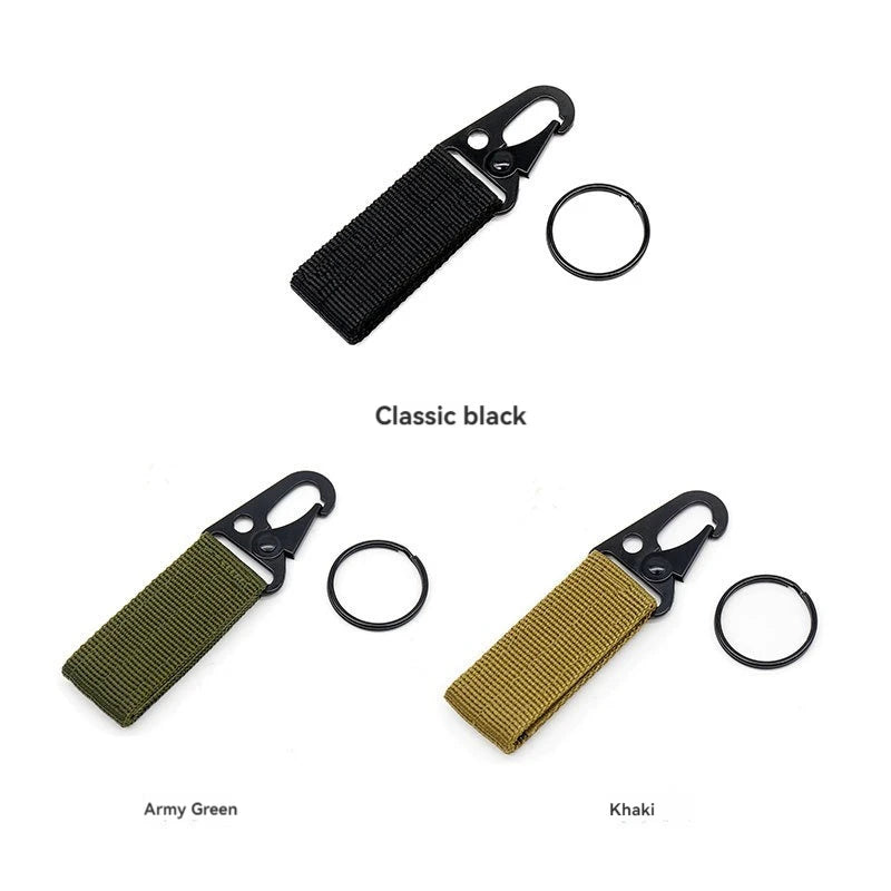 2pcs Tactical Hanging Buckle Molle Nylon Webbing Carabiner Belt Triangle Keychain for Outdoor Climbing Camping Tool Accessory