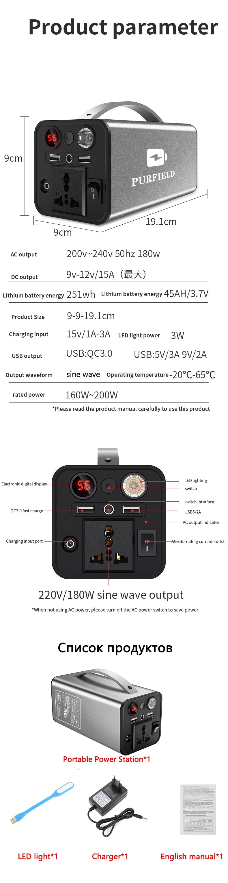 90000mAh 300W Portable Power Station 45000mAh 180W Outdoor Emergency Power Supply Power Bank Generator DC output Battery Charger