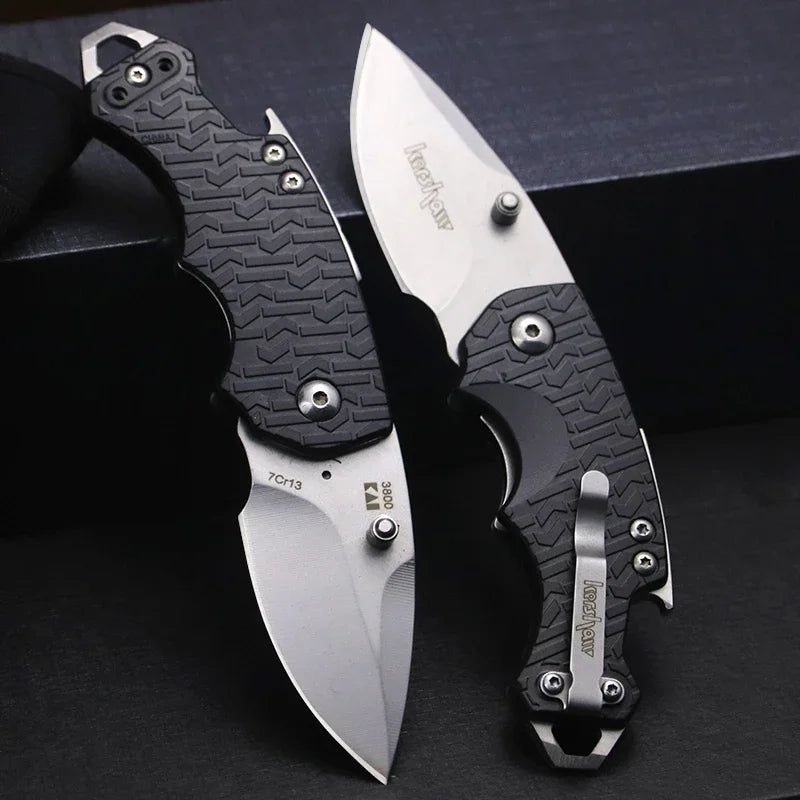 Ks3800-7cr13 Mini car camping knife 7CR13MOV stainless steel blade outdoor portable folding knife ABS plastic handle hiking tool