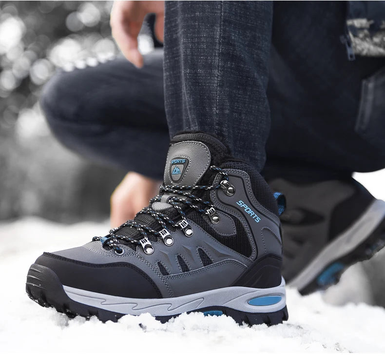 New Men's Hiking Shoes women Mountain Climbing Sneaker Wear-resistant Trekking Walking Sneakers winter plush Fashion Couple Shoe