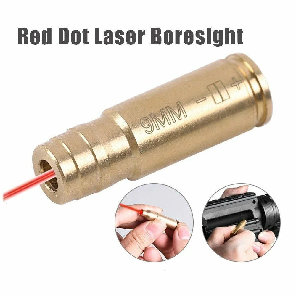 9mm Brass CAL Bullet Shap Boresighter Red Laser Bore Sight Training with Battery Spotting Scope For Rifle Hunting Accessories