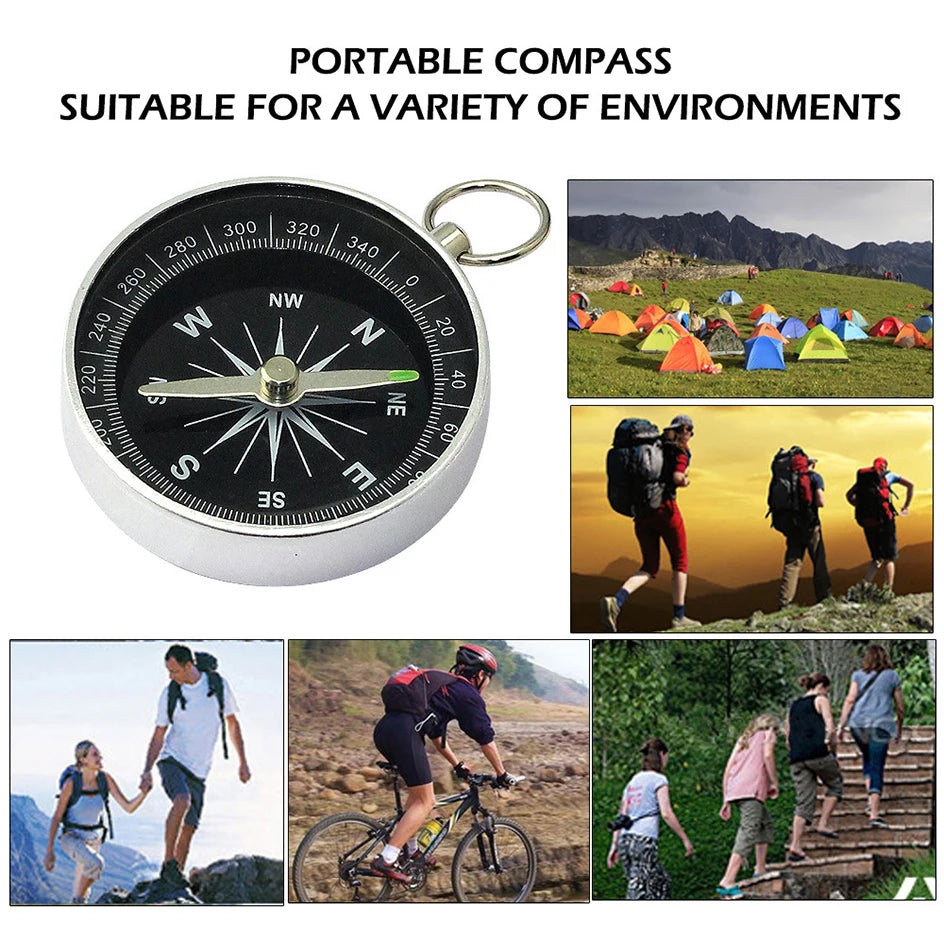 Portable Compass Aluminum Alloy Keychain Camping Trekking Hunting Hiking Survival Compass Navigation For Outdoor Activities