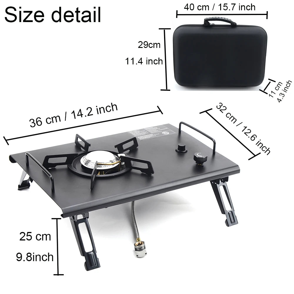 Camping Folding Removable IGT Wood Table Gas Stove  Portable lightweight Camp BBQ Grill Table Outdoor Picnic Fishing table