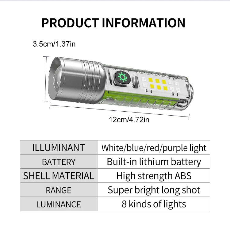 Super Bright L2 LED Flashlight Fixed Focus Lighting White Red Blue Purple Multi Color Lights Fishing Searching Camping Lantern