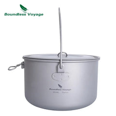 Boundless Voyage Outdoor Camping Titanium Cooking Pots Hanging Pot with Handle Picnic Hiking Kettle Cookware 1.3L 1.95L 2.9L