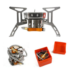 Outdoor portable stove head windproof three-head stove split folding stove head stainless steel climbing camping stove head