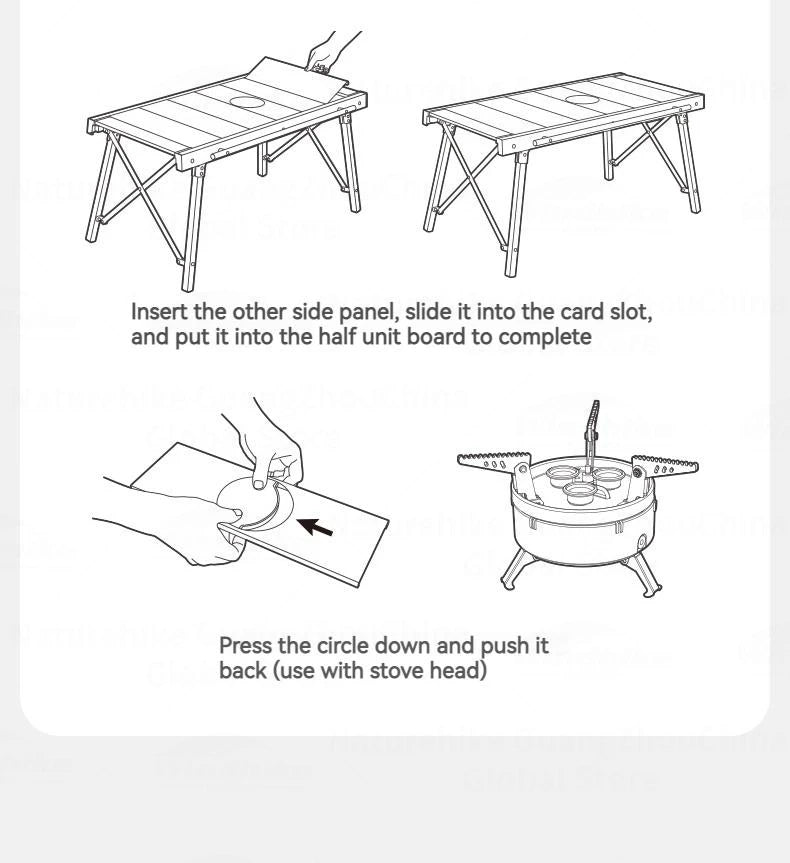 Naturehike Folding Aluminum Alloy IGT Table Camping Outdoor Multifunctional Portable Removable BBQ Grill Wood Picnic Fishing