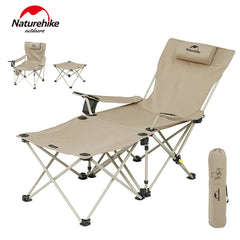 Naturehike Folding Lounge Chair Detachable Stool Table Adjustable Height for Camping Outdoor Fishing Portable Armchair Recliner