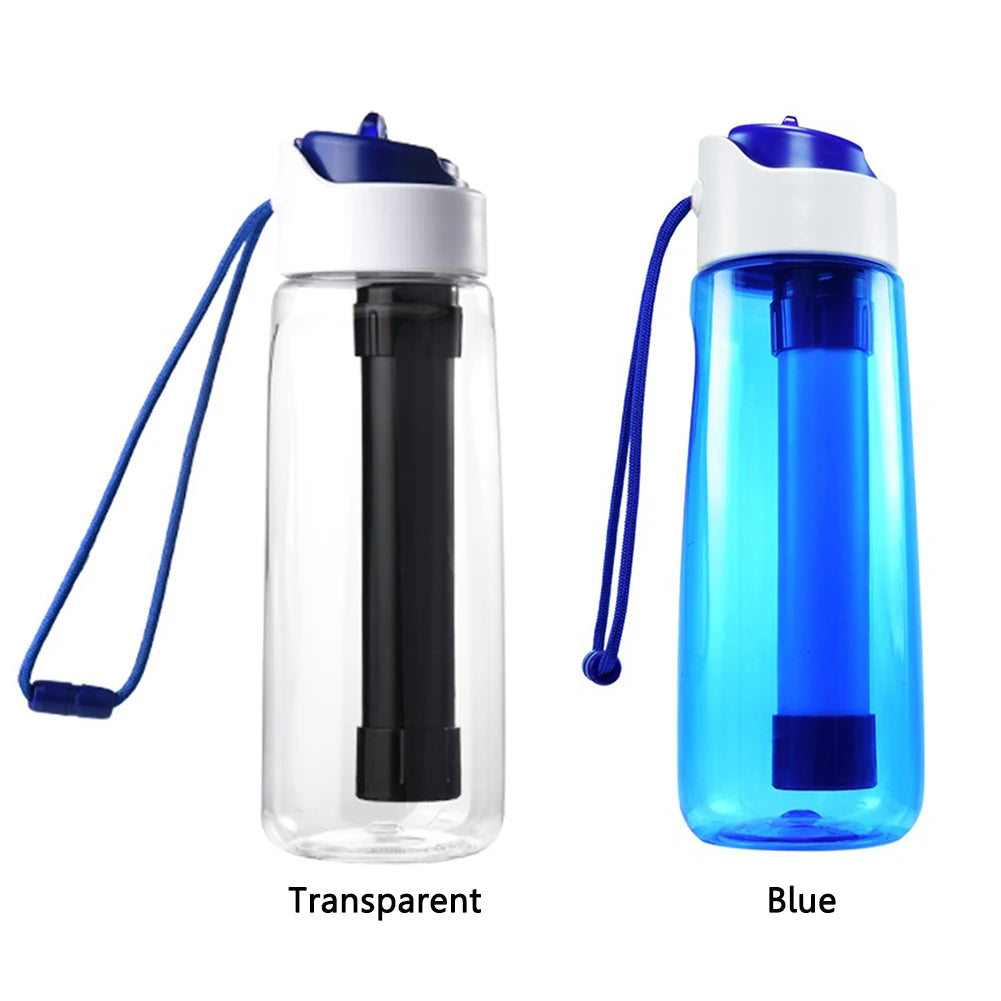 750ml Outdoor Water Filter Drinking System Bottle Survival Camping Water Filtration Bottle Purifier for Camping Hiking Traveling