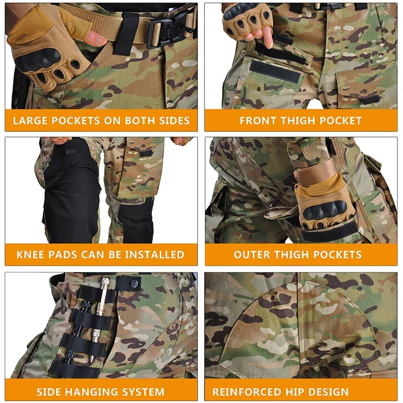 HAN WILD Softair Tactical Suits CP Uniform Airsoft Camping Men Clothing Combat Camo Shirt Paintball Pants Hunting Climb Clothes