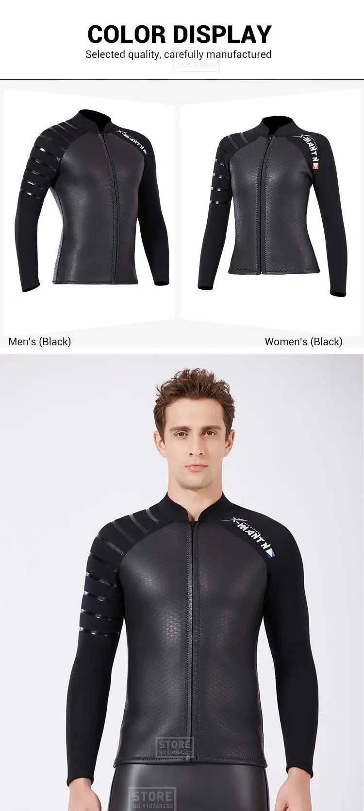 Neoprene 3MM 2MM Men Women Wetsuit Jacket Scuba Diving Suit Surf Snorkeling Underwater Spearfishing Fishing Kitesurf Equipment