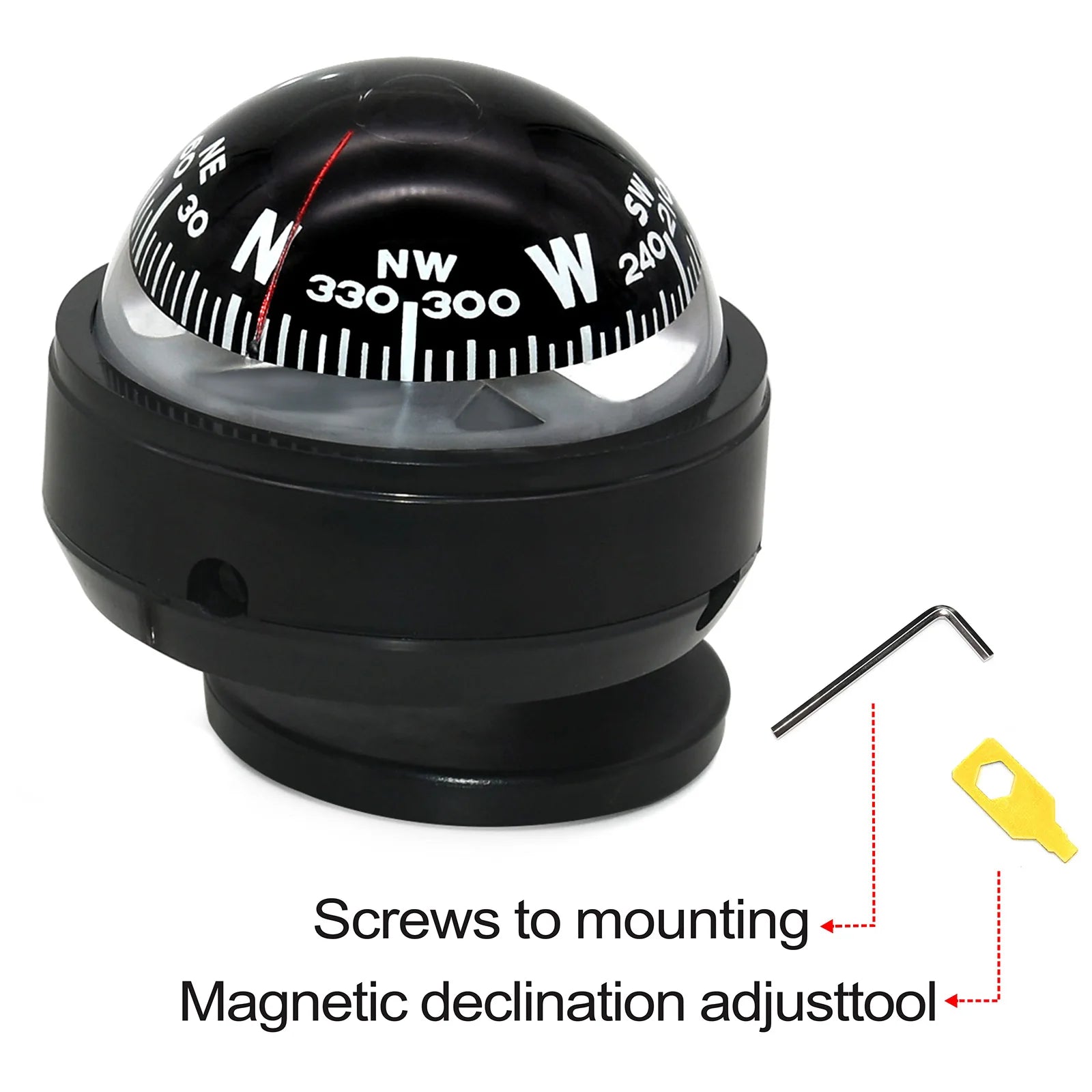 HD Sea Marine Pivoting Compass Electronic Navigation Compass Camping Gear LED Light Compass Guide Ball for Boat Vehicle Car