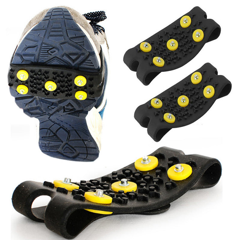 2pcs 5-Stud Snow Ice Claw Climbing Anti Slip Spikes Grips Crampon Cleats Sport Shoes Cover for Women Men Boots Cover Size 35-43