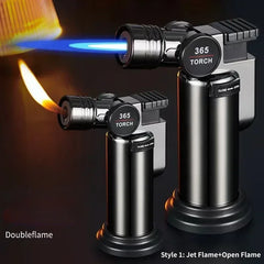 New Metal Double Flame Cigar Lighter Windproof Butane Gas Lighter Outdoor Camping Kitchen Barbecue Torch Lighter