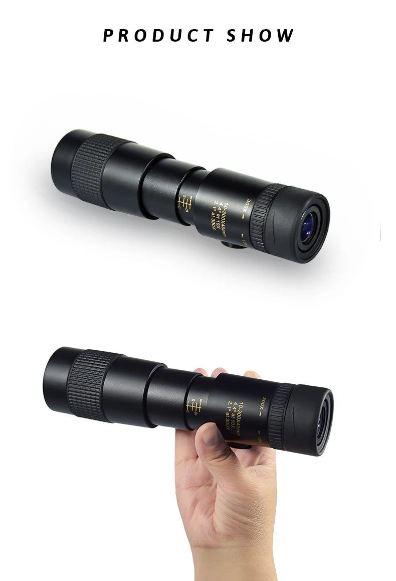 Zoom Monocular Telescope  High Power 10-300x40mm HD Upgrade Portable with Tripod&Phone Holder for Bird Watching Hunting Camping