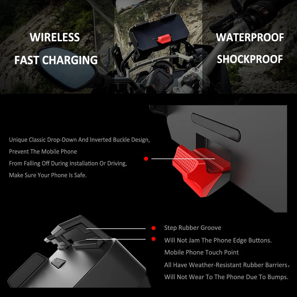 NEW For BMW R1200GS R1250GS R 1250 GS F800GS F700GS S1000XR ADV Motorcycle Wireless Charging GPS Phone Holder Navigation Bracket