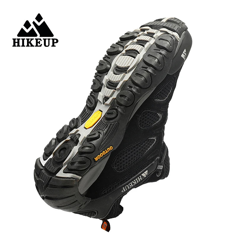 HIKEUP New Arrival Leather Hiking Shoes Wear-resistant Outdoor Sport Men Shoes Lace-Up Mens Climbing Trekking Hunting Sneakers