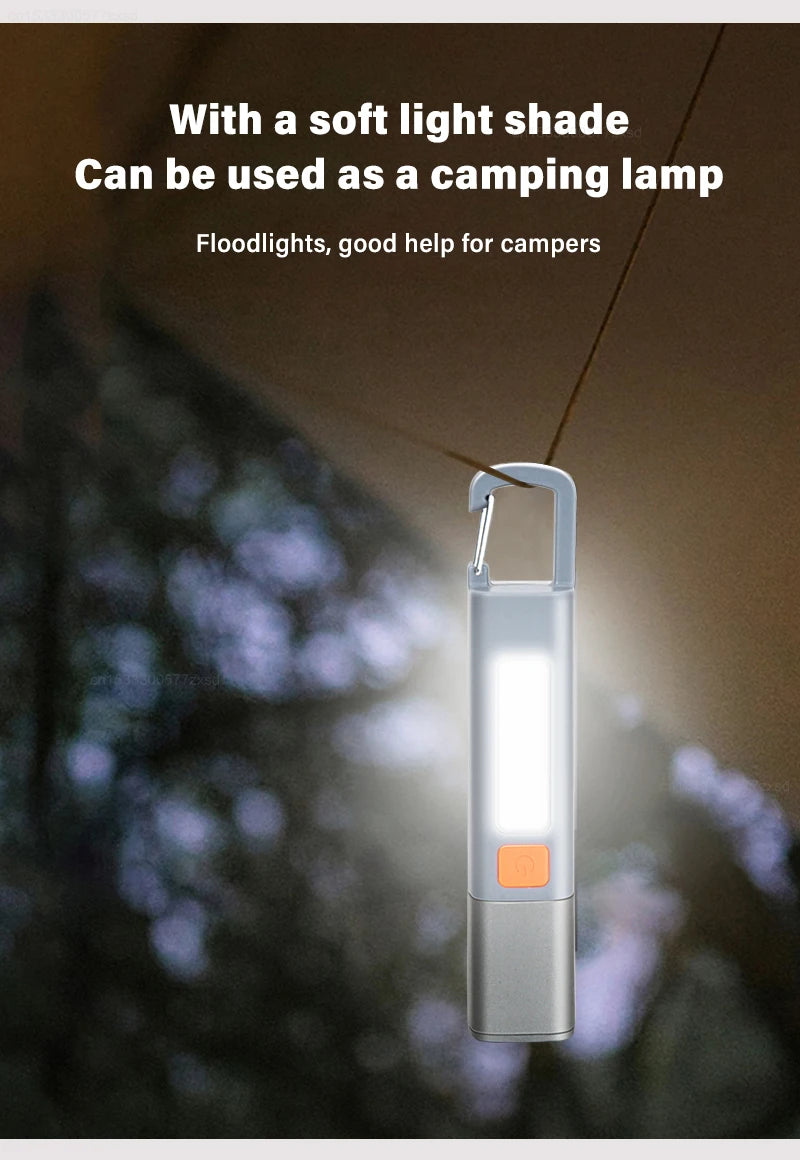 New Xiaomi Portable LED Flashlight USB Rechargeable with Hook Zoomable Torch Outdoor Camping Hiking Long-range Emergency Lantern