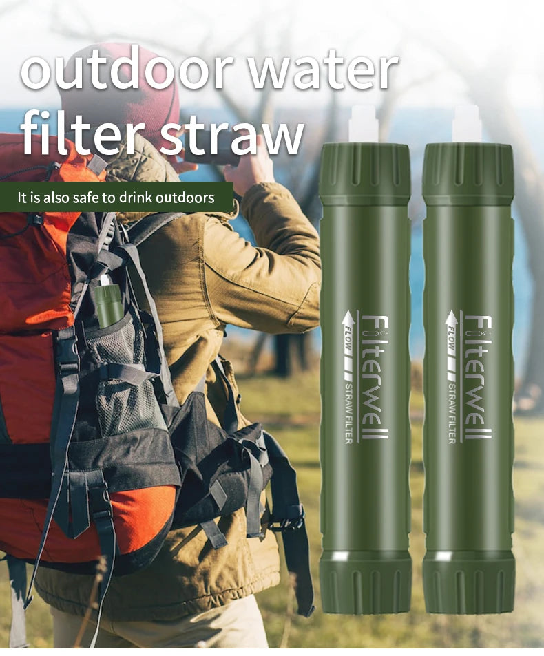 Filterwell Personal Water Treatment Filter Straw Survival Gear Filtration System For Camping Tourism And Hiking Outdoor Drinking