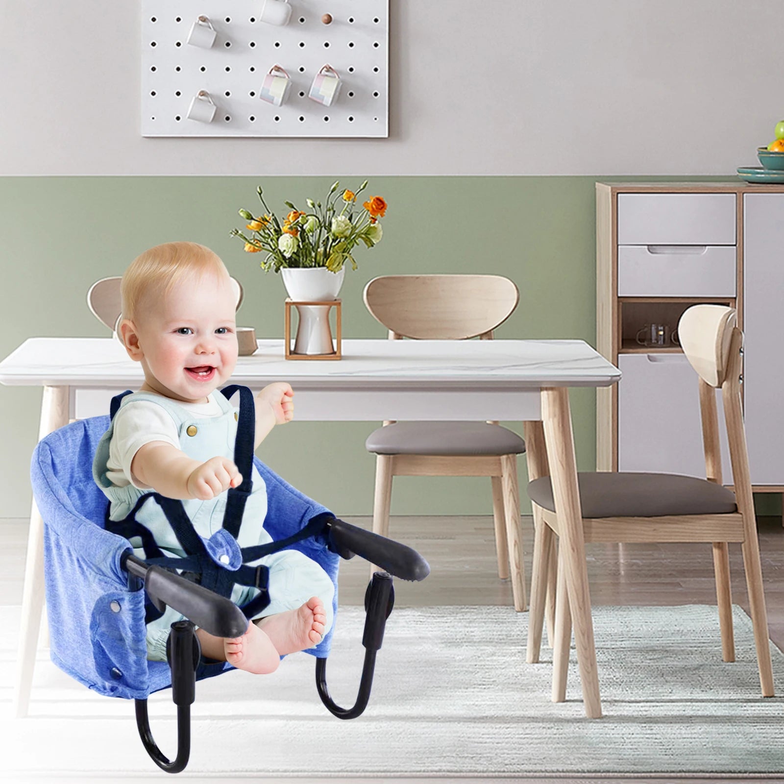 Clip on High Chair Fold-Flat Storage Baby Hook On Chair Booster Seat Portable Folding Clip On Table Toddler Seat