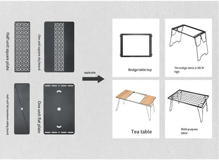 CAMPINGMOON CK-3650 Bridge Table Picnic Set Tactical IGT Table Camping Table Lightweight Portable for  Outdoor Folding Picnic