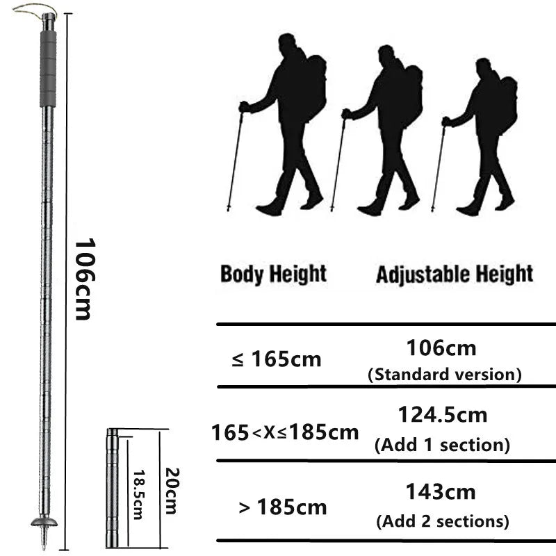 Trekking Pole Multifunctional Aluminum Walking Sticks New Folding Outdoor Camping Hiking Stick Adjustable Ultralight Alpenstock