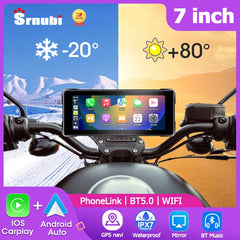 7 Inch Motorcycle Portable Navigation GPS Wireless Apple Carplay Android Auto IPX7 Waterproof Motorcycle BT Touch Screen Display